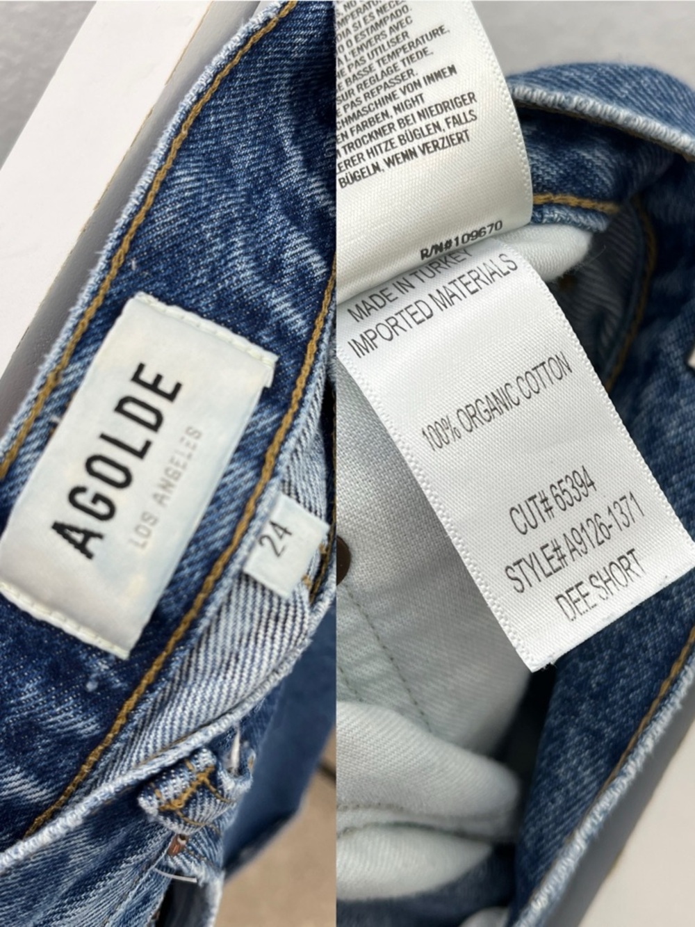 Agolde High-Waist Indigo Rolled-Hem Denim Shorts - Picture 9 of 9